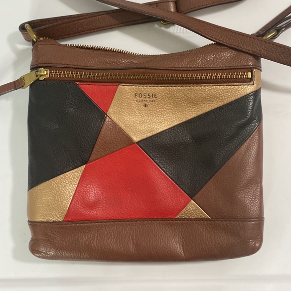 Fossil issue 1954 leather patchwork colorblock crossbody bag - Picture 1 of 12